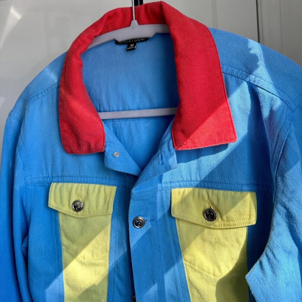 Current Mood Vintage 80’s Colorblock Denim Cropped Jacket Size M - Picture 5 of 9